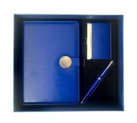 Bells Box Stylish Leather A5 Notebook Gift Set with Matching Pen and Card Holder - Executive Leather Journal Stationary Gift Set - Travel Diary (Blue)