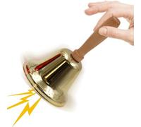 Bells Christmas Decor - Holiday Bells with Wood Handle - Traditional Metal Rattle for Table Store Party Farmhouse Workplace Mantle