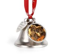 Bells Christmas Decorations Crafts Xmas Tree Hanging Ornaments Cheetah Love Printed for Christmas Home Pet Decorations