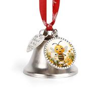 Bells Christmas Decorations Crafts Xmas Tree Hanging Ornaments Cute Bees Daisy Flower Printed for Christmas Home Pet Decorations
