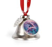 Bells Christmas Decorations Crafts Xmas Tree Hanging Ornaments Dolphins Art Printed for Christmas Home Pet Decorations