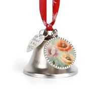 Bells Christmas Decorations Crafts Xmas Tree Hanging Ornaments Pastel Poppies Printed for Christmas Home Pet Decorations