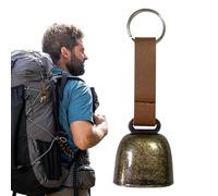 Bells for Dog Collars, Dog Collar Bell, Retro Outdoor Metal Bell, Key Ring Bear Bell with Faux Leather Lanyard, Camping Whistles for Small Farm Goat Cow Sheep
