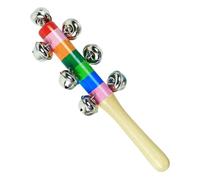Bells for Kids Wooden Handle Educational Musical Toy | Rainbow Shaker Rattle for Children Ages 2 Plus Play Holiday Party Use - Colorful Hand Percussion Learning Instrument Gift Activity