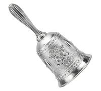 Bells Guardian Bell Hand Bell Small Teacher Classroom Dinner Tibetan Bells Meditation Gift for Bedridden Mom for Churchl, Hotel, Christmas and Wedding Service, Reception, Dinner, Library, Pub,(Silver)