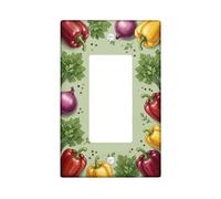Bells Pepper Kitchen Single Rocker Light Switch Cover, Farmhouse Rustic Cilantro Onion Harvest Green Plastic Standard Size Switch Plate Decorative for New Apartment Home Bedroom Office Decor
