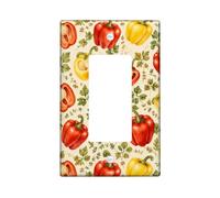Bells Peppers Single Rocker Light Switch Cover, Farmhouse Rustic Herbs Leaves Harvest Red Plastic Standard Size Switch Plate Decorative for Home Living Room New Apartment Decor
