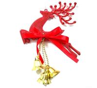 bells， Whimsical PVC Elk Ornament 1Pcs Cute Deer with Bell for Seasonal Festivities(Red)