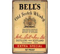 Bells Whisky- Vintage Style Tin Sign, Reproduction Retro Advert, Pub Bar Kitchen Garden Bathroom, Home, Plaque, Funny Decorative Wall Art, 3 Sizes (A3)