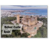 Bellver Castle on The Bay of Palma, Majorca, Balearic Islands, Spain, Design 7, Fridge Magnet