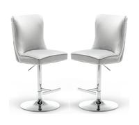 bellvue light grey velvet bar stools with chrome base in pair