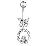 Belly Bars, Stainless Steel Belly Rings,Body Piercing Jewelry,Belly Piercing Navel Bar, Belly Button Rings, Belly Button Bars Hoops, Navel Rings,Belly Button Piercing Body Jewelry (E, One Size)