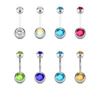 Belly Button Bars and Pregnancy Belly Bar 14G 12mm Belly Button Piercing Flexible Plastic Maternity Belly Bar Silver Surgical Steel Rhinestone Belly Piercing Jewelry