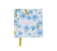 Belly Button Blue Poppy Password Book | Floral Password Keeper | Textured Cover | Sustainable | 110x115mm