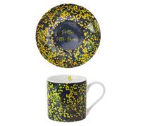 Belly Button Mimosa Flowers Design Round Trinket Dish & Mug Set Belly Button Multicolor