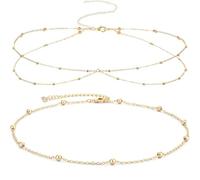 Belly Chain, 2-Pack Gold Waist Chain for Women, Adjustable Body Chains for Beach, Music Festivals, Bikini Parties, and Casual Wear, Includes Two-Layer and Cross Two-Layer Designs with Extenders