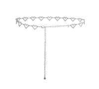 Belly Chain Exquisite Heart-shaped Waist Chain All-match Accessories Metal Body Chain Sexy Belly Button Chain with Skirts and Pants Waist Chains(Silver)