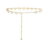 Belly Chain Exquisite Heart-shaped Waist Chain All-match Accessories Metal Body Chain Sexy Belly Button Chain with Skirts and Pants Waist Chains(Gold)