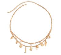 Belly Chain Simple Pendant Waist Chain Ocean Style Body Chain Double-layer Belly Button Chain Women's Jewelry is a Fashionable Gift Waist Chains(Gold)