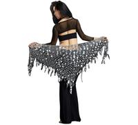 Belly Dance Costume Set With Triangle Scarf And Hip Scarf For Women Including Belly Dance Waist Chain And Hip Scarf#Y