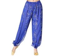 Belly Dance Harem Pants for Women, Shiny Chiffon Tribal Arabic Trousers, Sequin Loose Hip Hop Bloomer Trouser for Belly Dancing, Baggy Hippie Trousers for Yoga Pilates Zumba Party Performance Clubwear