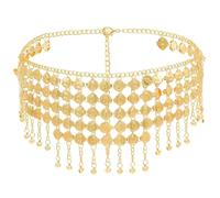 Belly Dance Hip Scarf, Gold Sequin Skirt with Adjustable Waist Chain, Belly Dancer Outfit for Performances, Festivals, Themed Parties, Contemporary Dance Costumes