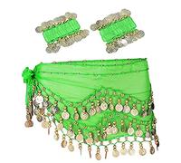 Belly Dance Hip Scarf with Bracelet, Skirt Wrap Belt with Wrist Ankle Bracelets, Zumba or Yoga Class, Performance Costume