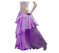 Belly Dance Long Dress Layered Chiffon Belly Dance Skirt - Swing for Dancers(Light Purple)
