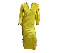 Belly Dance Nancy Stretchy Egyptian Abaya Galabeya Dress Costume Baladi 1 1.0 Count, Yellow, L