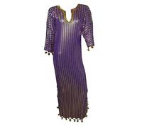 Belly Dance Nancy Stretchy Folkloric Egyptian Galabeya Abaya Dresses Costume (Mauve x Gold), Mauve, One Size