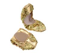 Belly Dance Shoes Soft Soles Dance Performance Shoes with Sequins L Gold