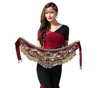 Belly Dance Skirt Belly Dance Waist Chain Female Indian Dance New Beginner Hip Scarf Sequins With Phnom Penh Square Xinjiang Dance Clothes Belt(Green)