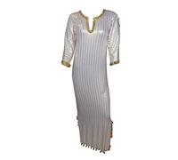 Belly Dance (white x Gold NANCY Stretchy Dress Galabeya Costume Baladi Saidi
