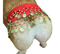 Belly Dancer Skirt for Dogs, Corgi Costume for Dogs, Waist Chain Dog Dancer, Passionate Puppy Shaking Hip Dance Hip Scarf Decoration for Halloween Day,Dog Costume with Sequin Fun Dress Up dog