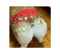 Belly Dancer Skirt for Dogs,Corgi Dog Costume Belly Dance Style with Sequin,Hip Scarf Decoration Fun Role Play Dress Up dog (One Size,red)
