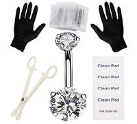 Belly Piercing Kit - Prgislew Piercing Kit Professional Navel Piercing Kit with 14G Belly Button Ring Piercing Needles and Piercing Clamps for Belly Navel Ring Studs Piercing Set