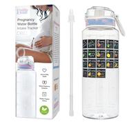 BellyBottle Pregnancy Water Bottle Tracker - First Trimester Essentials - Nausea Relief + Straw + BPA Free - Weekly Stickers