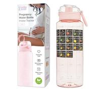 BellyBottle Pregnancy Water Bottle Tracker - Pregnancy Must Haves - Pregnancy Gifts for Expecting Mom - Pregnancy Essentials Nausea Relief - Weekly Stickers + Straw + BPA Free + Pink
