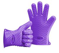 Belmalia 2 Silicone Oven Mitts for Kitchen, BBQ Gloves, Set, Pair, Pot Holders, Oven Gloves Heat Resistant Violet