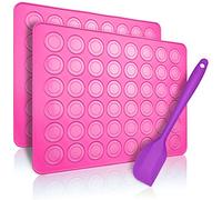 Belmalia 2X Macaron Silicone Baking Mat for Perfect Macarons | Non-Stick Silicone Mould with Pastry Dough Scraper | Pink
