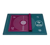 Belmalia 2X Silicone Baking Mats, 2 Sizes Non-Stick Baking Sheets: 51x71 cm + 40x50 cm, XL Pastry Rolling Mat with Measurements, Petrol Purple