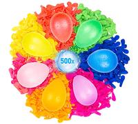 Belmalia 500 Water Balloons Water Bombs with Filling Aid Attachment, multicoloured, easy to fill