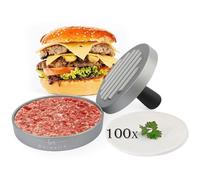 Belmalia Burger Press 100 Sheets of Baking Paper for Perfect Burgers, Hamburgers, Cheeseburgers, Patties, Meatballs, Frying Pan, Barbecue, Non-Stick, 11cm