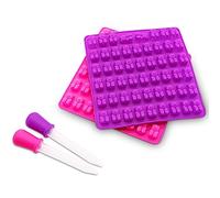 Belmalia Jelly Chocolate Mould Silicone for 53 Chocolates or Sweets with Dropper Pipette Lila + Pink