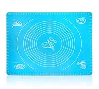 Belmalia Large Dough Mat, Silicone Rolling Mat, Heat Resistant, Baking Mat for Pizza, Fondant, Baking, Kitchen 50x40cm Blue