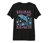 Belmar Beach NJ Dolphin Colorful Beach Souvenir Premium T-Shirt