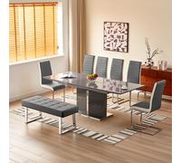 belmonte grey dining table large 6 symphony grey chairs bench