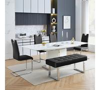 belmonte white dining table large 4 petra black chairs bench