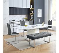 belmonte white dining table large 4 petra grey white chairs bench