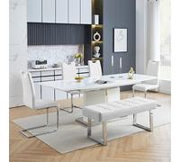 belmonte white dining table large 4 petra white chairs bench